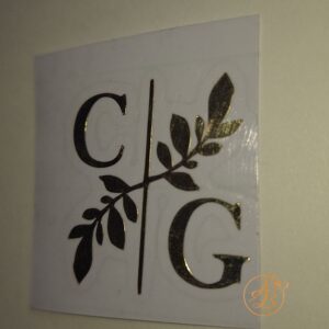 Stickere pentru pahare cu initiale si frunze