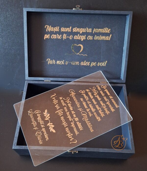 Cutie mare personalizata pentru nasi, cu text si placa plexiglass personalizat - imagine 2