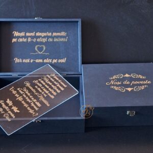 Cutie mare personalizata pentru nasi, cu text si placa plexiglass personalizat