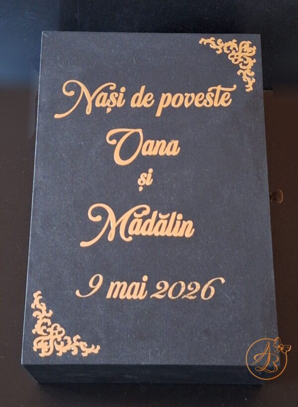 Cutie mare personalizata pentru nasi, cu text si placa plexiglass personalizat - imagine 7