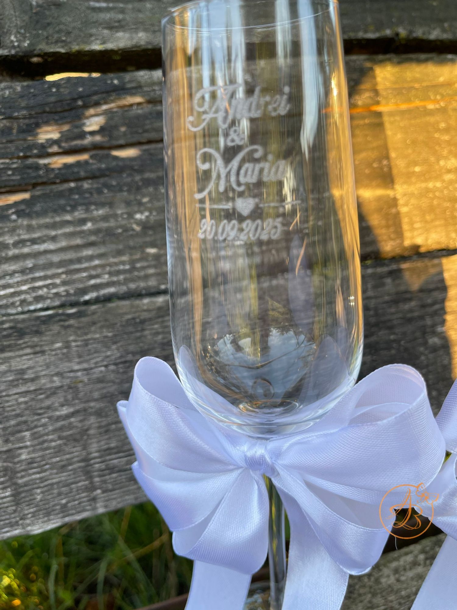 Pahar cristal elegant gravat, cu funda mare - imagine 4