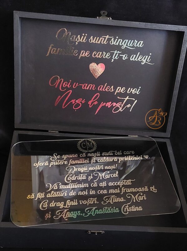 Cutie mare personalizata pentru nasi, cu text si placa plexiglass personalizat - imagine 22
