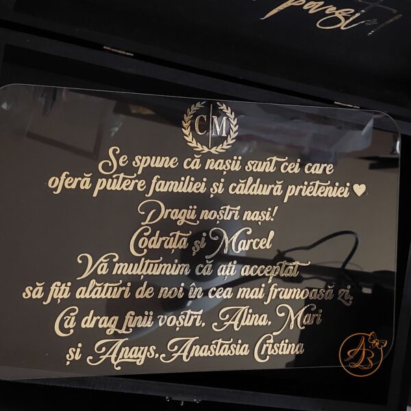 Cutie mare personalizata pentru nasi, cu text si placa plexiglass personalizat - imagine 21