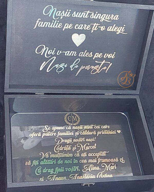 Cutie mare personalizata pentru nasi, cu text si placa plexiglass personalizat - imagine 17
