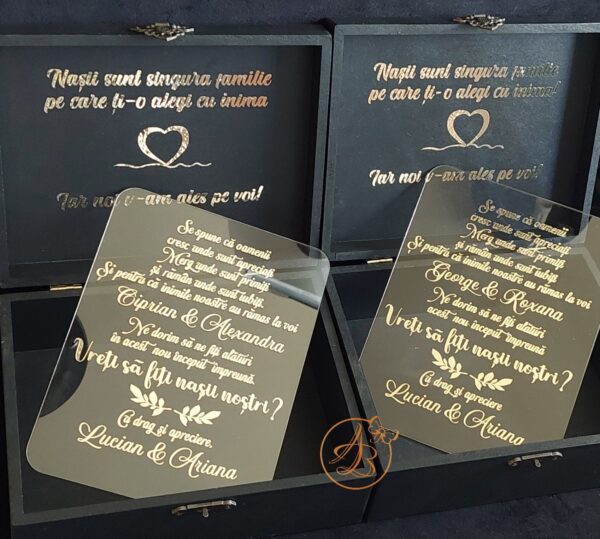 Cutie mare personalizata pentru nasi, cu text si placa plexiglass personalizat - imagine 16