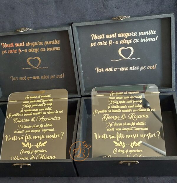 Cutie mare personalizata pentru nasi, cu text si placa plexiglass personalizat - imagine 12