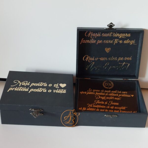 Cutie mare personalizata pentru nasi, cu text si placa plexiglass personalizat - imagine 14