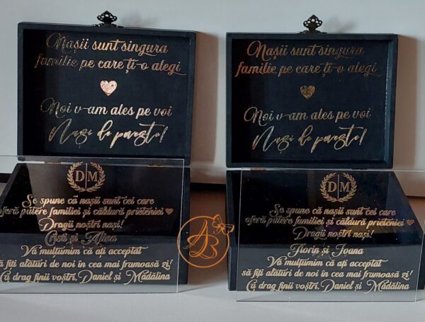 Cutie mare personalizata pentru nasi, cu text si placa plexiglass personalizat - imagine 13