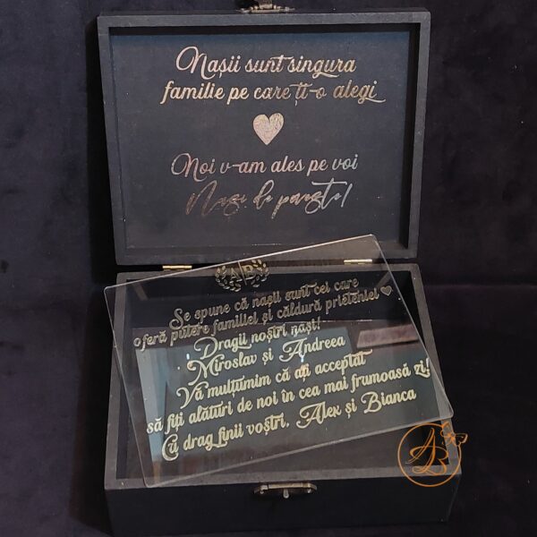 Cutie mare personalizata pentru nasi, cu text si placa plexiglass personalizat - imagine 11