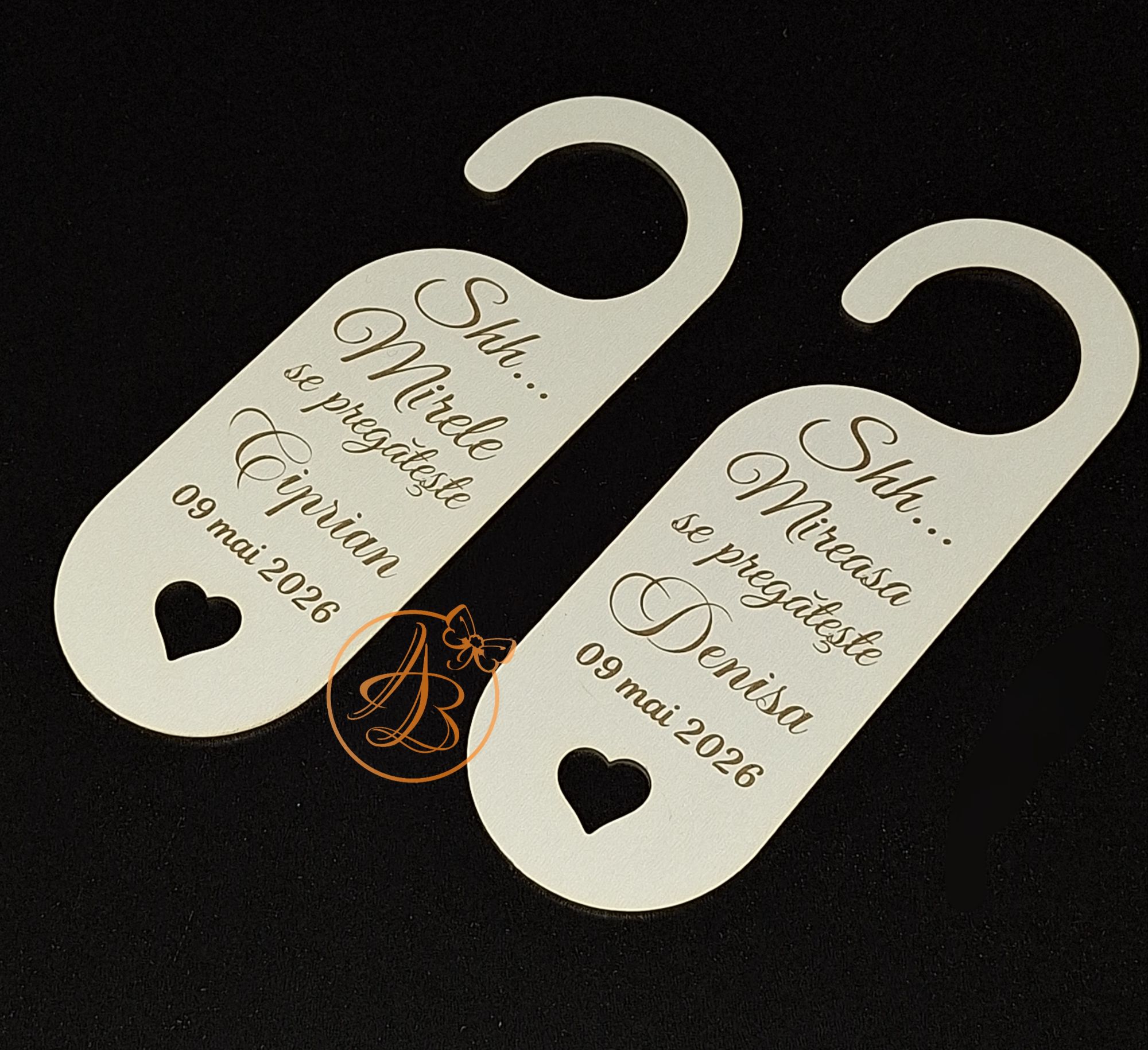 Tag gravat pentru usa miri, cu nume si data - imagine 6