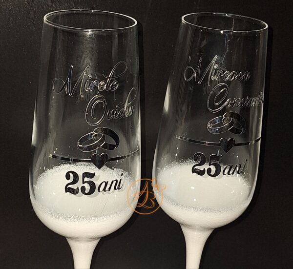 Set 2 pahare cristal, pentru aniversare casnicie - imagine 16