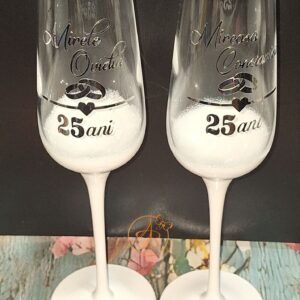 Set 2 pahare cristal, pentru aniversare casnicie