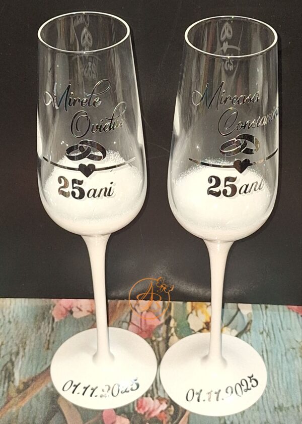 Set 2 pahare cristal, pentru aniversare casnicie