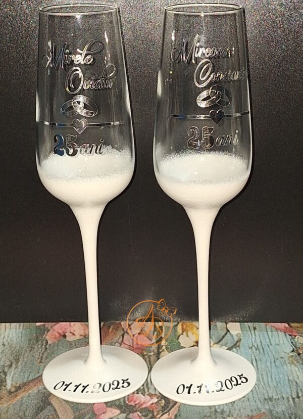 Set 2 pahare cristal, pentru aniversare casnicie - imagine 15