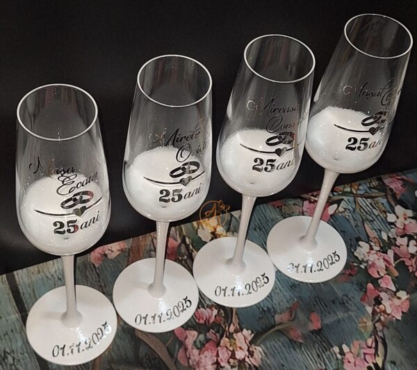 Set 2 pahare cristal, pentru aniversare casnicie - imagine 11