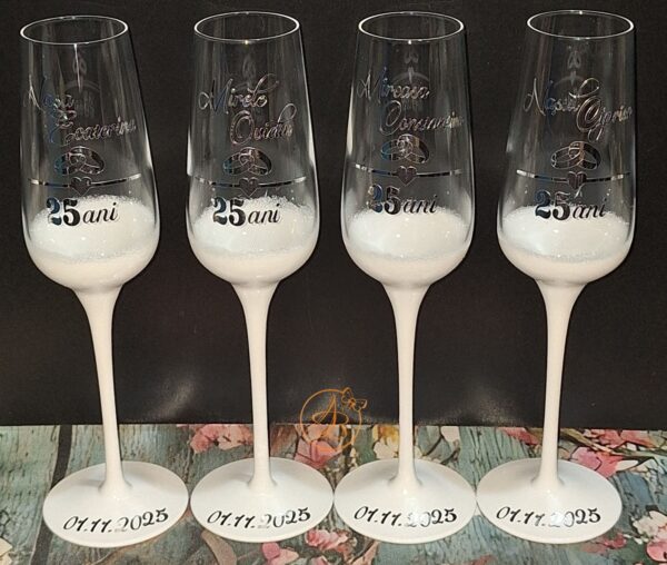 Set 2 pahare cristal, pentru aniversare casnicie - imagine 9