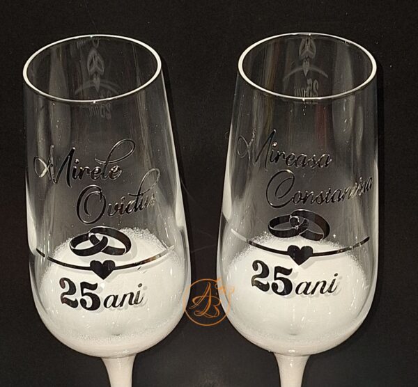 Set 2 pahare cristal, pentru aniversare casnicie - imagine 12