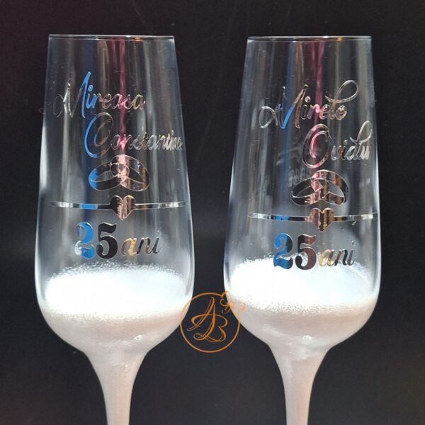 Set 2 pahare cristal, pentru aniversare casnicie - imagine 7