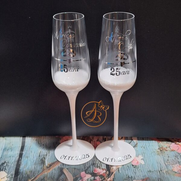 Set 2 pahare cristal, pentru aniversare casnicie - imagine 6