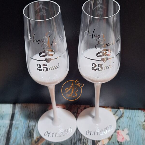 Set 2 pahare cristal, pentru aniversare casnicie - imagine 4