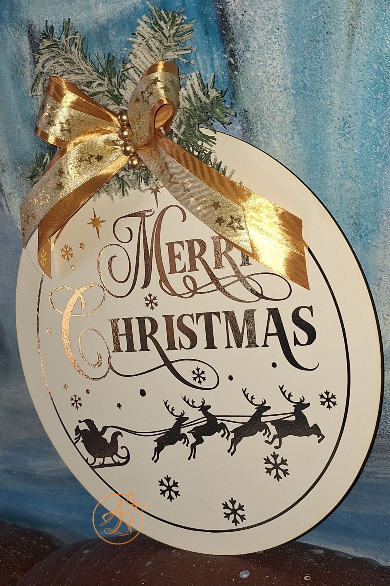 Coronita eleganta pentru Craciun, cu decor auriu - imagine 2