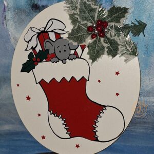 Coronita eleganta pentru Craciun, cu cizmulita cu jucarii