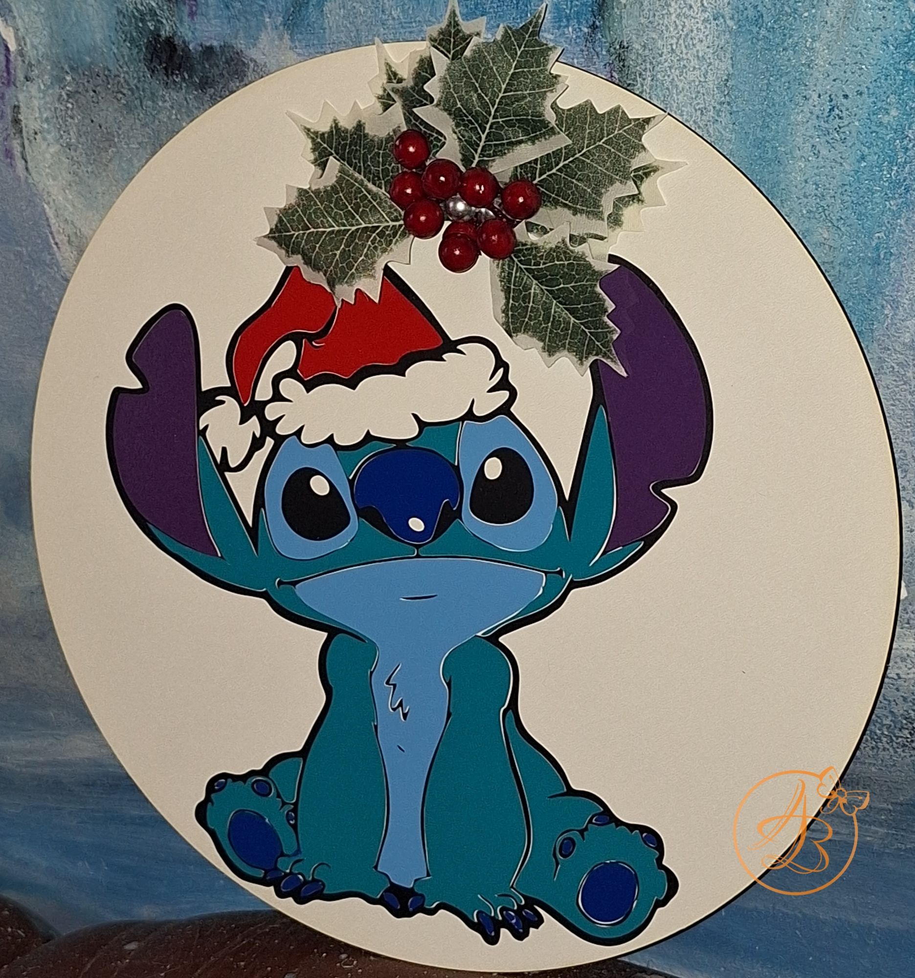 Coronita eleganta pentru Craciun, cu Stitch - imagine 6