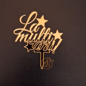 Decor topper tort oglinda La multi ani, cu stelute