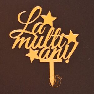 Decor topper tort oglinda La multi ani, cu stelute