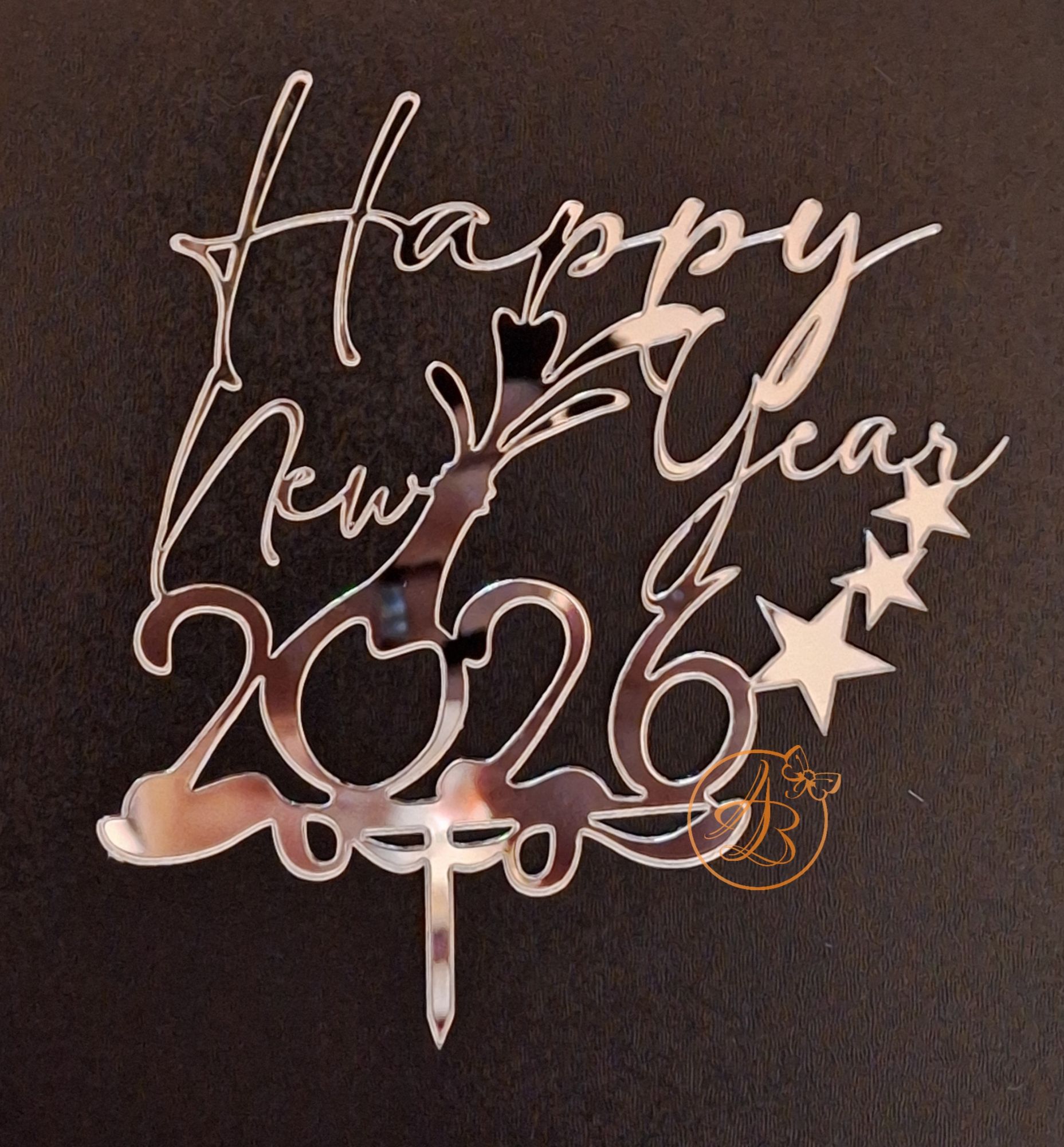 Decor topper tort oglinda Happy New Year 2026 - imagine 8