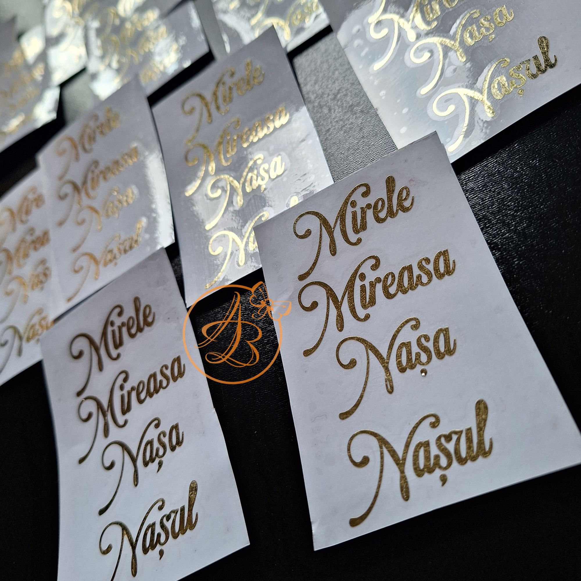 Pachet cu 8 seturi de stickere pentru pahare miri si nasi - imagine 2