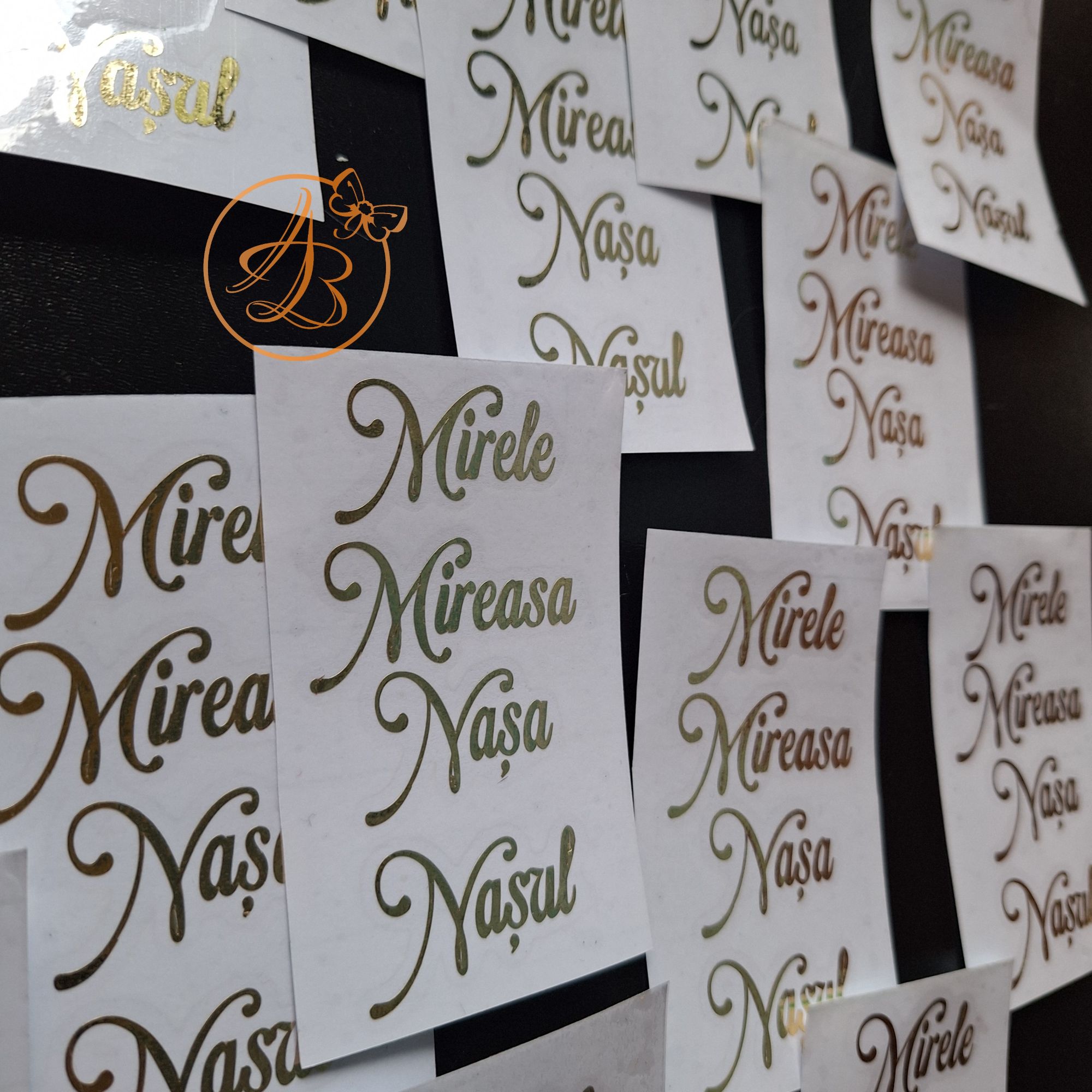 Pachet cu 8 seturi de stickere pentru pahare miri si nasi - imagine 6