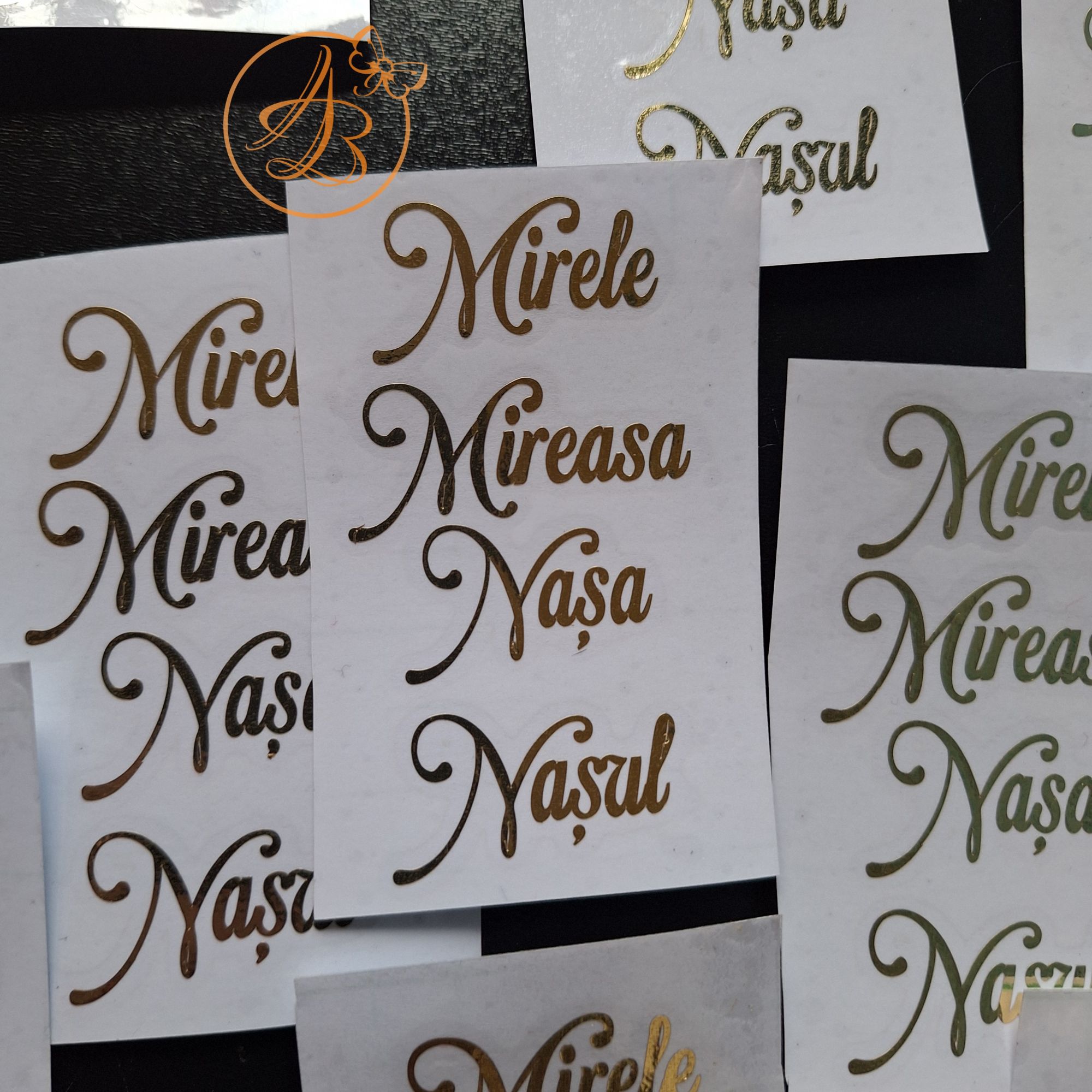 Pachet cu 8 seturi de stickere pentru pahare miri si nasi - imagine 9