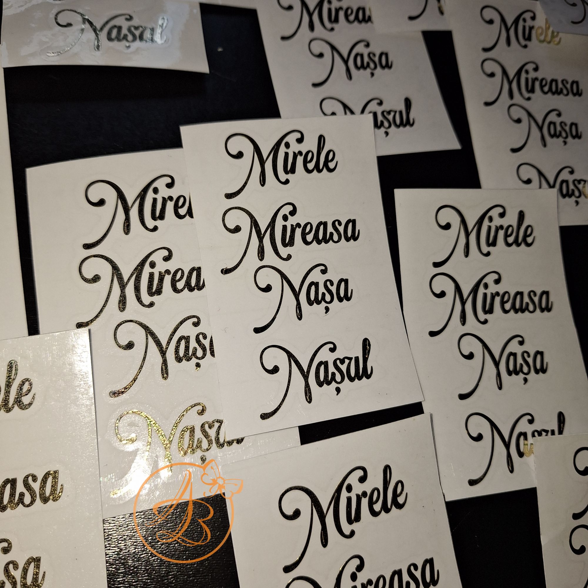 Pachet cu 8 seturi de stickere pentru pahare miri si nasi - imagine 7