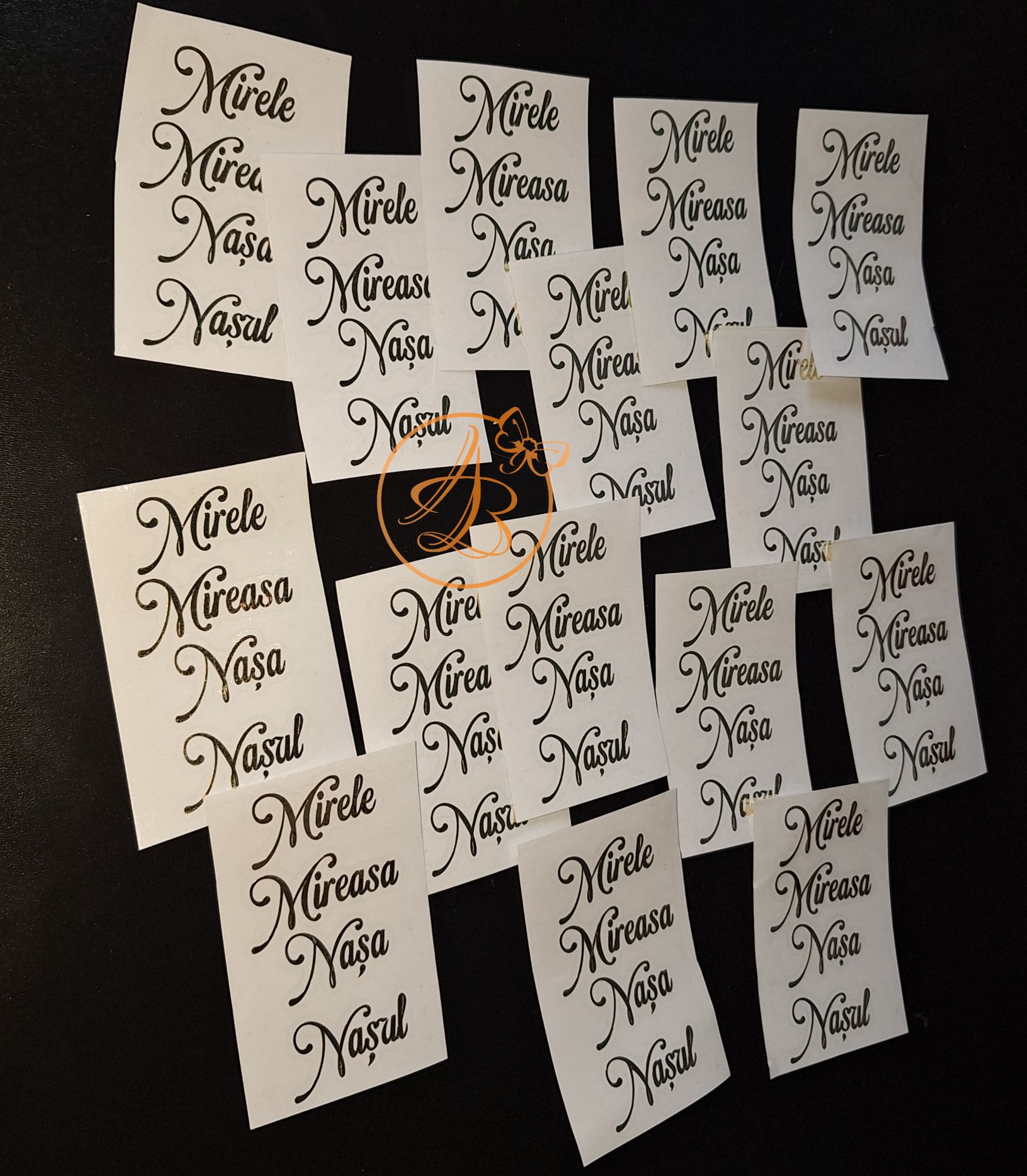 Pachet cu 8 seturi de stickere pentru pahare miri si nasi - imagine 4