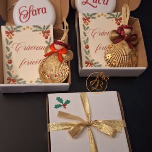 Set Craciun - ingeras scoica, glob personalizat si felicitare razuibila