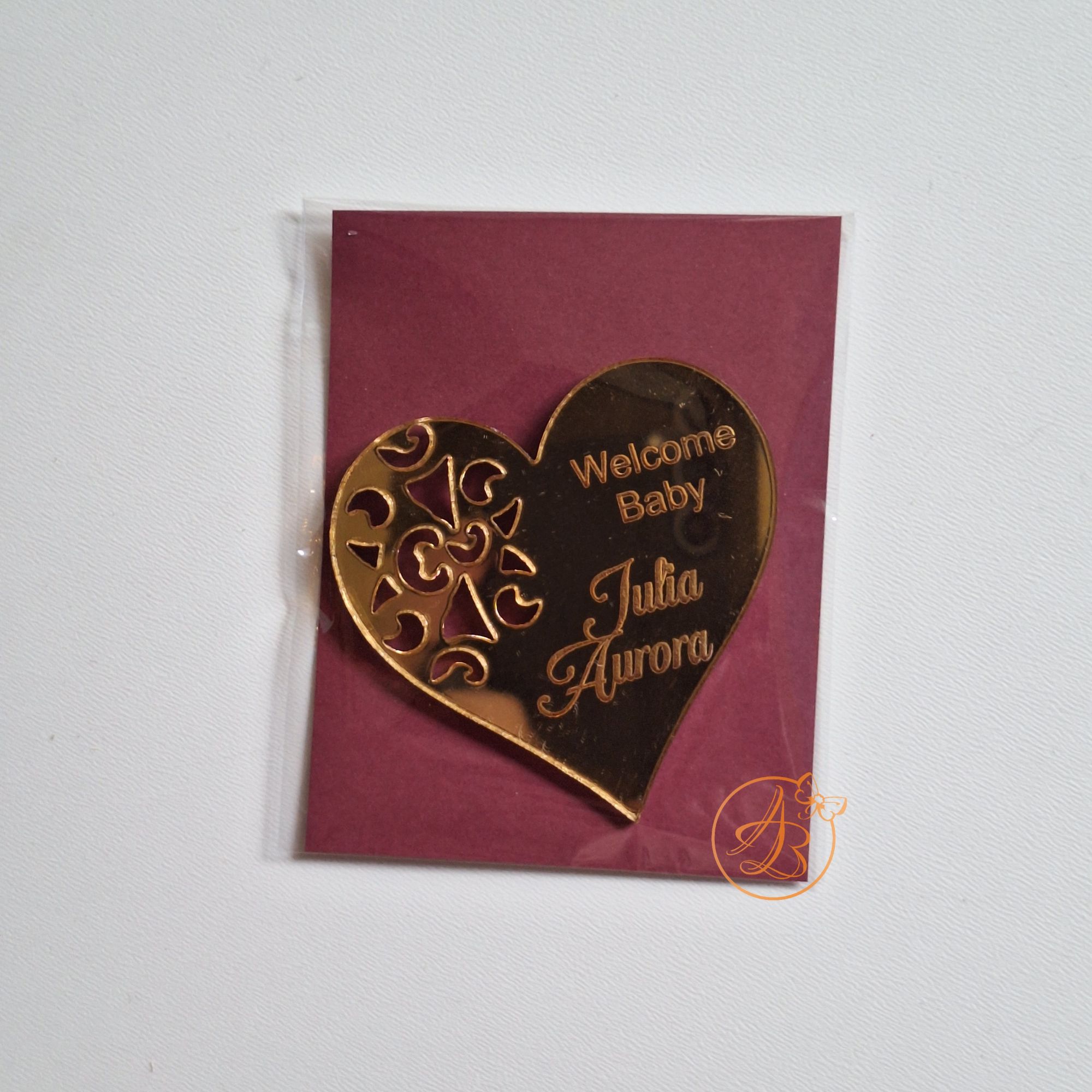 Marturie inimioara gravata, magnet pentru botez sau nunta - imagine 4