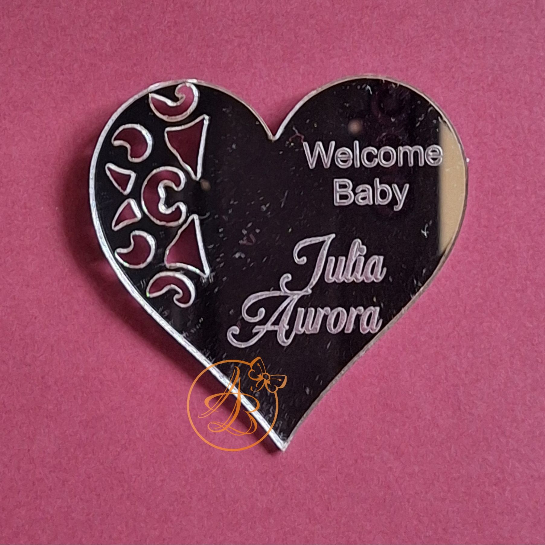 Marturie inimioara gravata, magnet pentru botez sau nunta - imagine 3