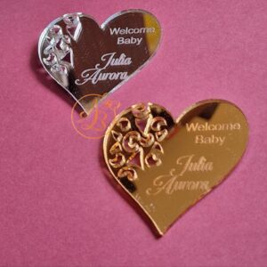 Marturie inimioara gravata, magnet pentru botez sau nunta