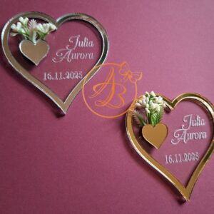 Marturie botez sau nunta inimioara gravata cu floricele