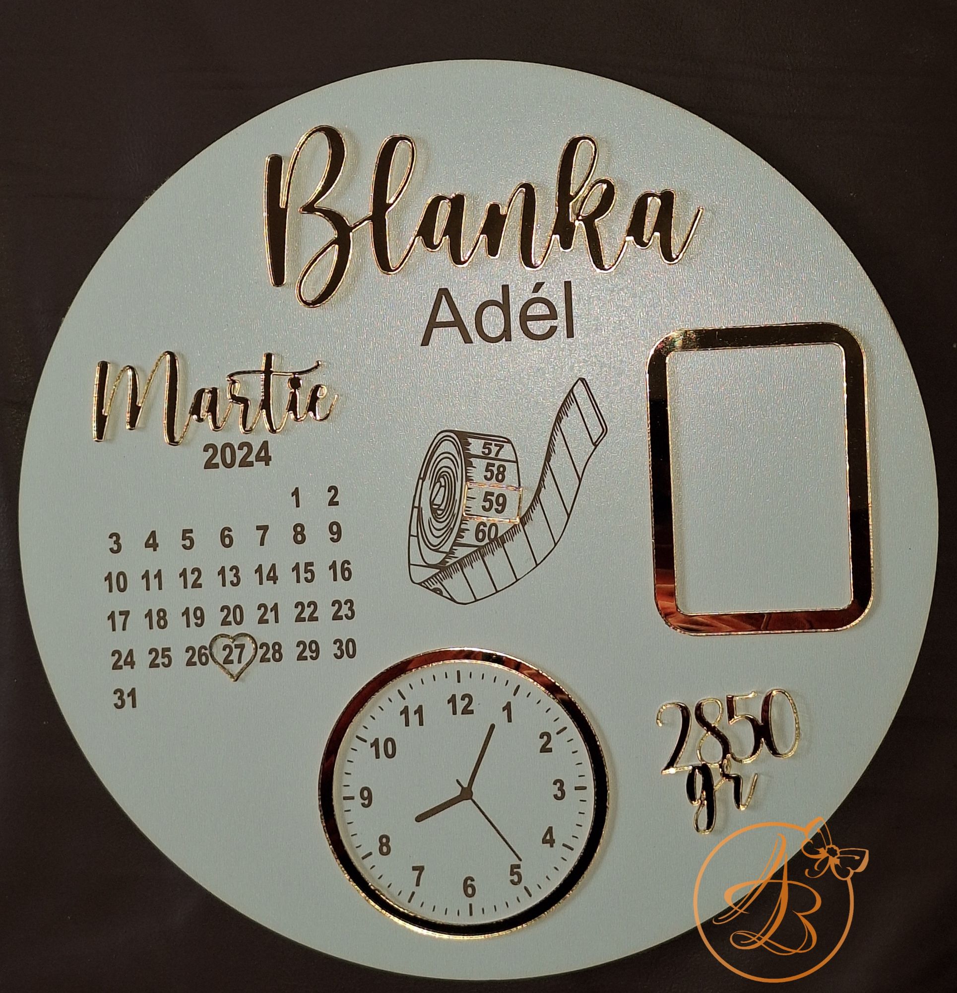 Decor cu datele nasterii, cu nume si poza