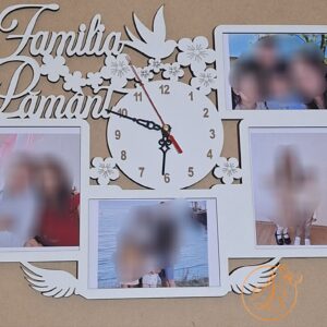 Ceas de perete cu rama foto, cadou pentru familie