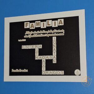Tablou rebus cu nume din litere tip scrabble