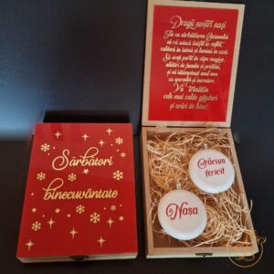 Cutie eleganta rosie cu doua globulete