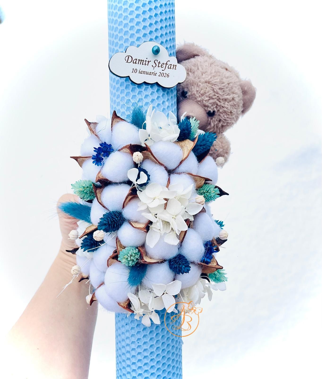 Set lumanare si 4 pahare pentru botez, tematica ursulet cu baloane - imagine 5