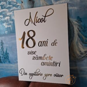 Panou 50x70cm plexiglass alb pentru majorat