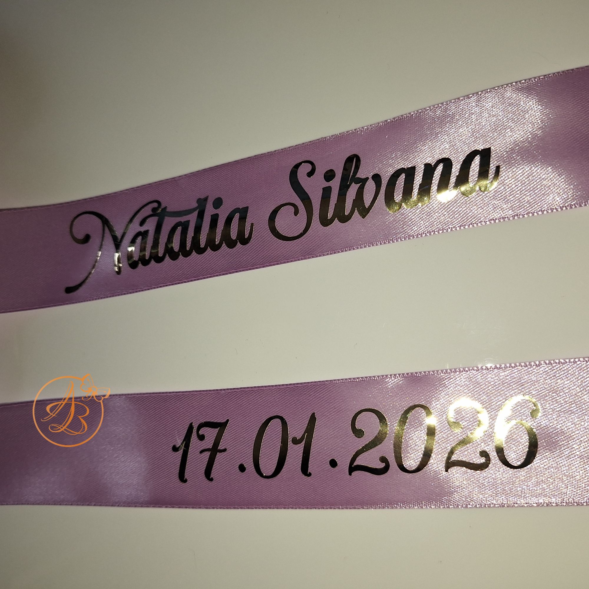 Panglica 1,5m personalizata pentru lumanare botez, nunta - imagine 7