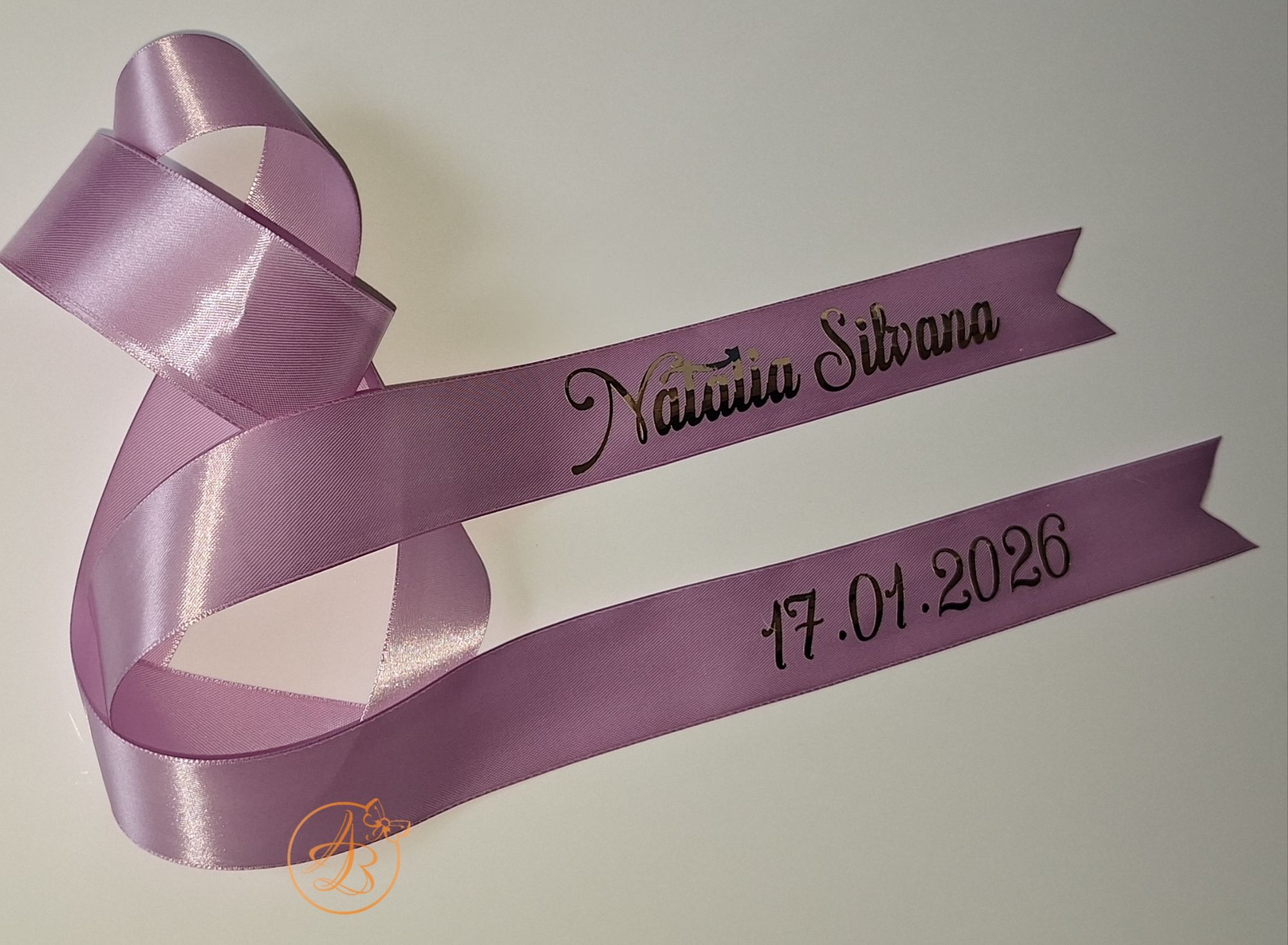 Panglica 1,5m personalizata pentru lumanare botez, nunta - imagine 8