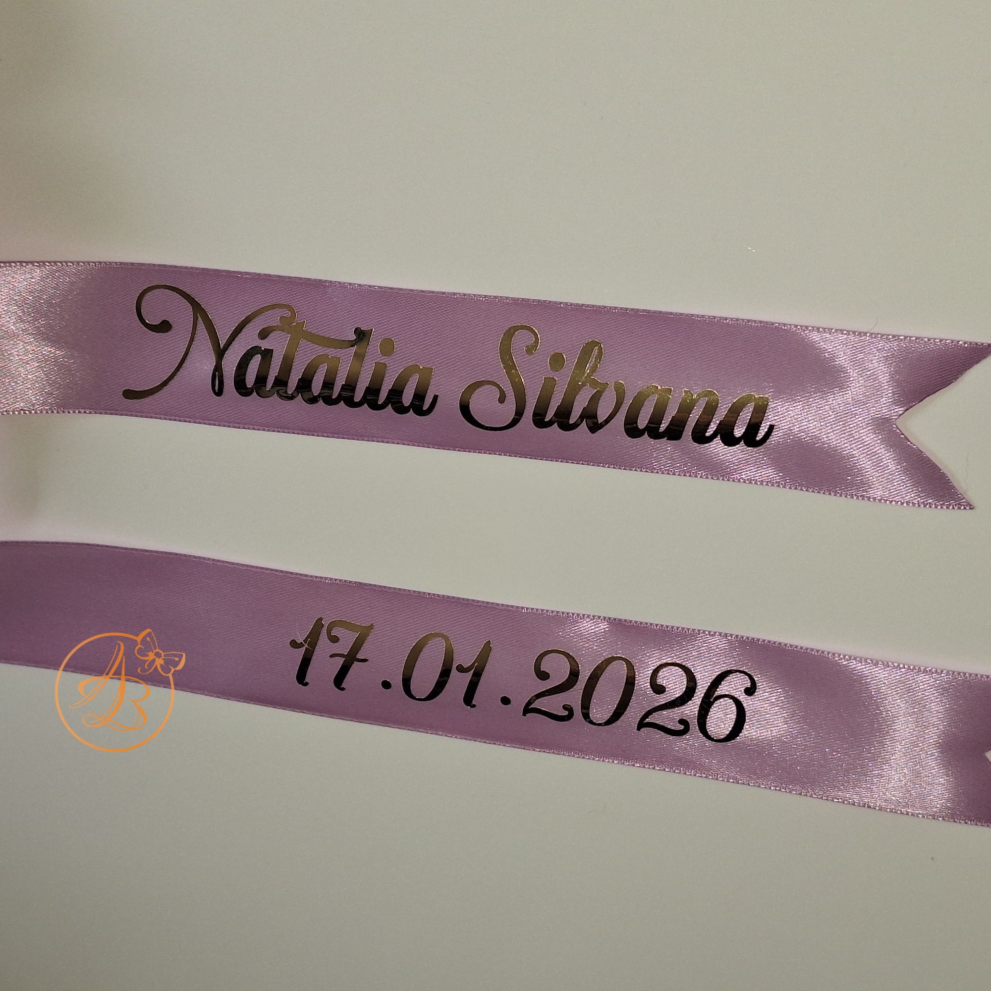 Panglica 1,5m personalizata pentru lumanare botez, nunta - imagine 10