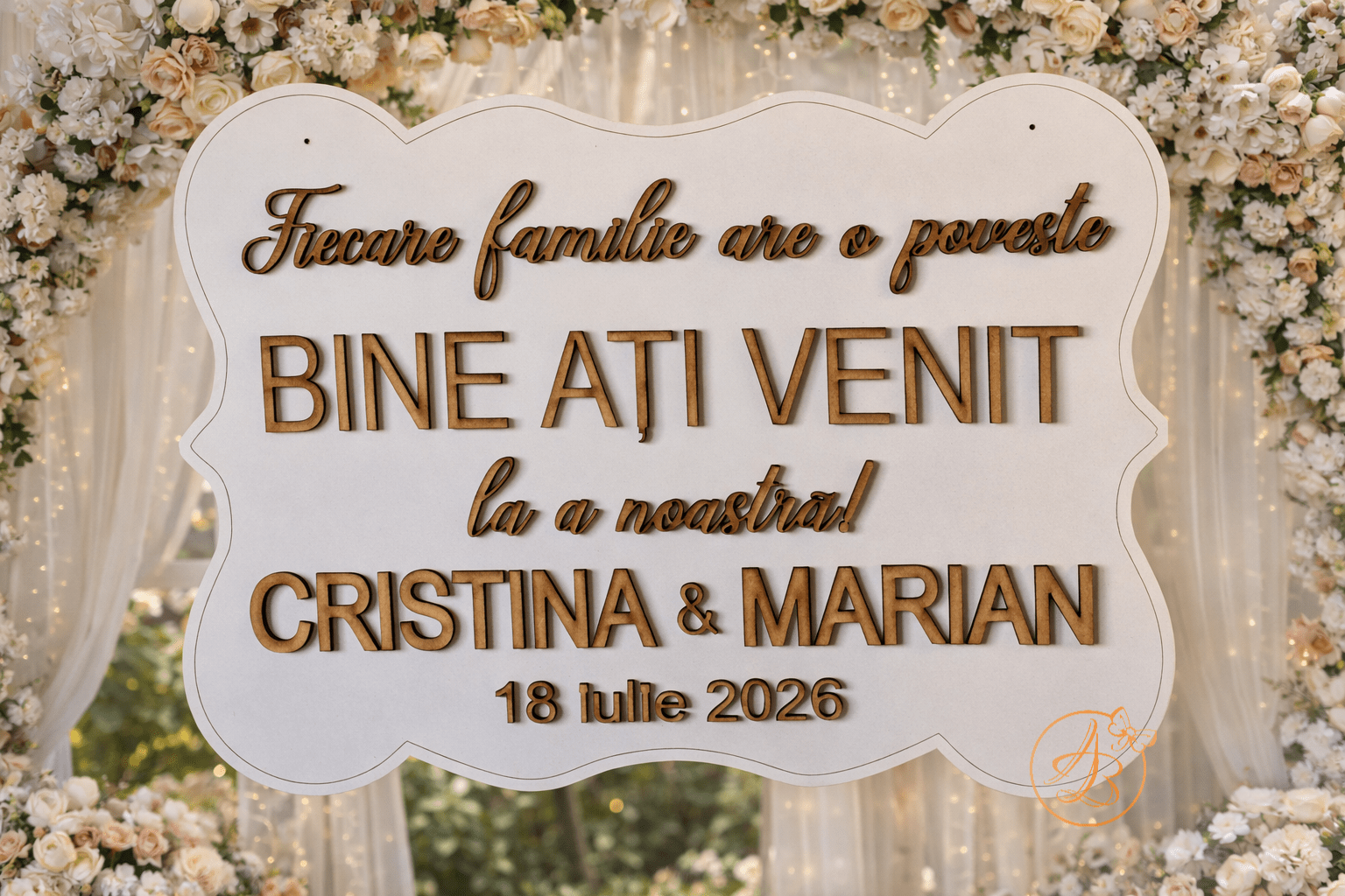 Panou A3 Bine ati venit cu text si nume decupat